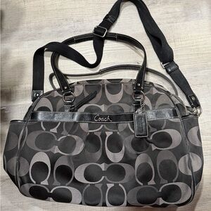 Coach Signature Black and Gray Diaper Bag